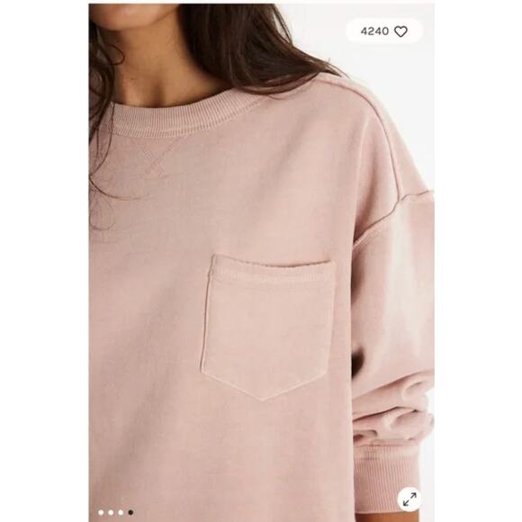 NEW Free People We The Free Wallace Pullover Crewneck Sweatshirt Pink Medium - Picture 4 of 7